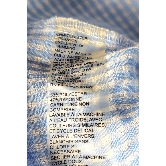 Allison Daley Blue Gingham Button-Up Shirt With Floral Embroidery 3/4 Sleeves - Picture 6 of 9